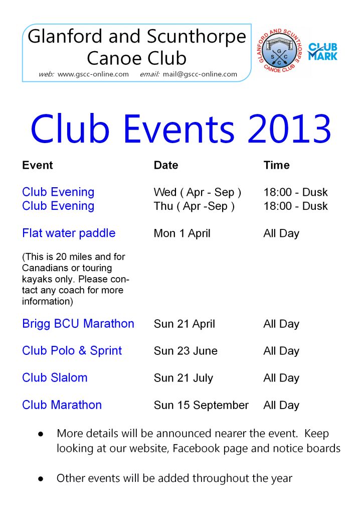 club events 2013